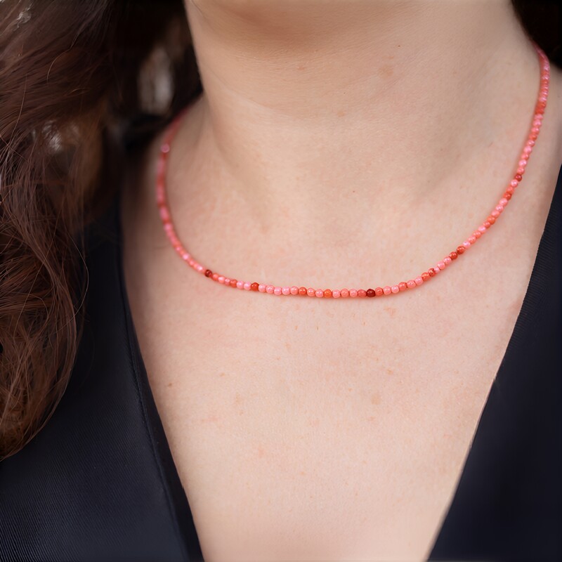 Pinkfarbener Quarz-Silberhalskette