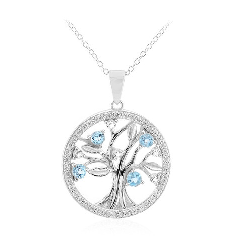 Schweizblauer Topas-Silberhalskette