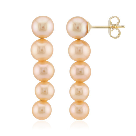 Zilveren oorbellen met oranje Ming parels (TPC)