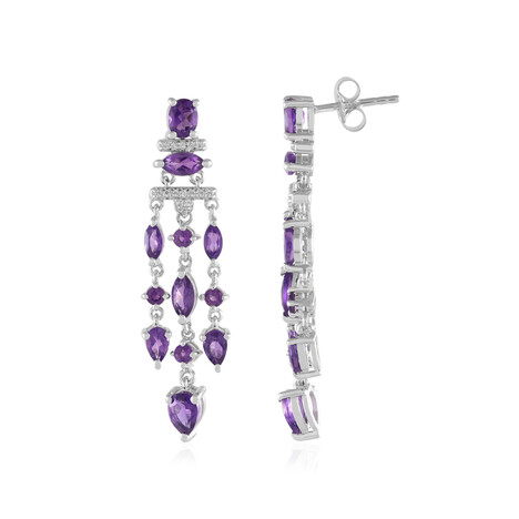 Boucles d'oreilles en argent et Améthyste de Zambie