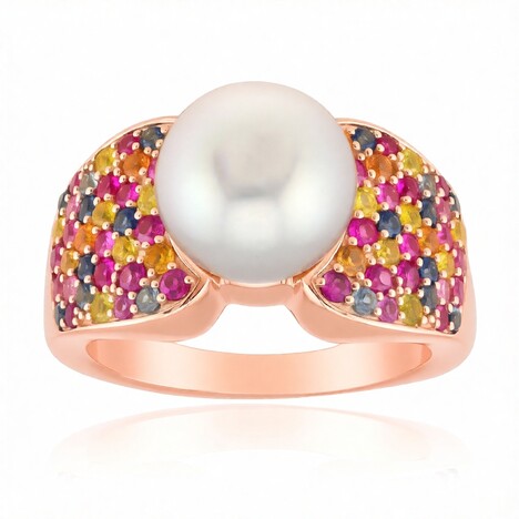 Anello in oro con Perla dei Mari del Sud Argentata (Michelle Albala)