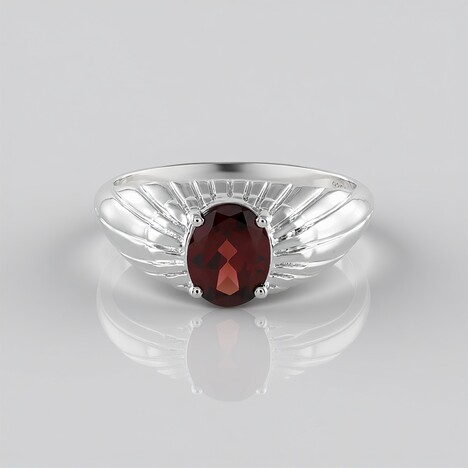 Anello in argento con Granato Mozambico