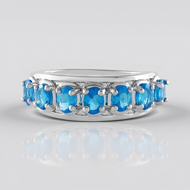 Neonblauer Apatit-Silberring