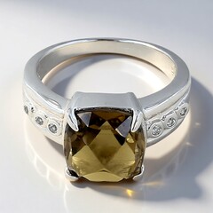 Anello in argento con Quarzo Cognac