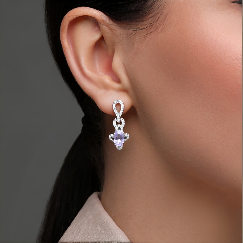 Unheated Tanzanite Silver Earrings
