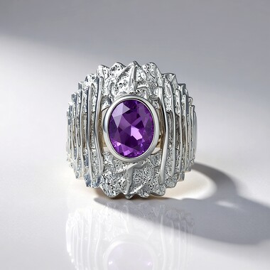 Anello in argento con Ametista Uruguay (de Melo Essence)