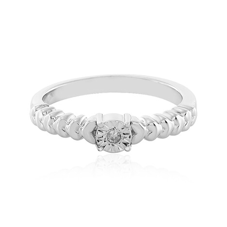 Zilveren ring met een PK (J) Diamant