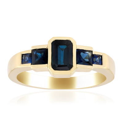 Gouden ring met een blauwe Kings Plains saffier