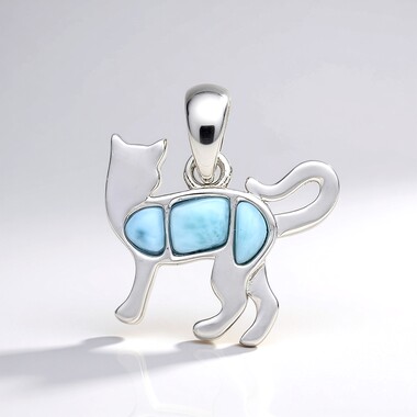 Zawieszka ze srebra rodowanego - Larimar