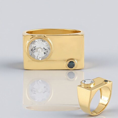 Anello in ottone con Topazio Bianco (Juwelo Style)
