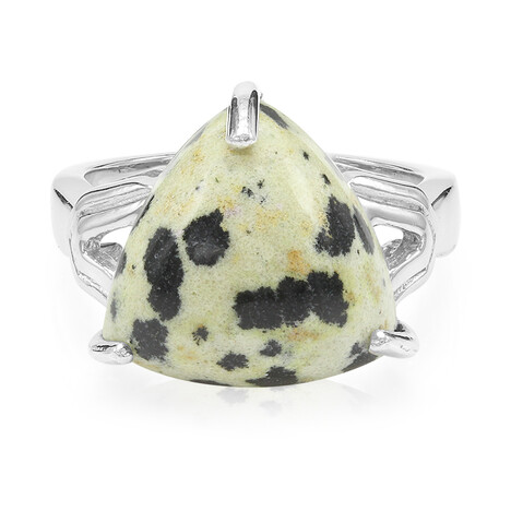 Dalmatian Jasper Silver Ring