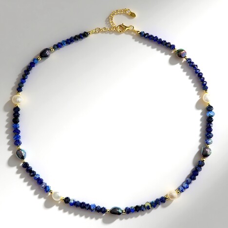 Collana in argento con Perla Nera di Acqua Dolce