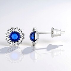 Boucles d'oreilles en argent et Ambre bleue de Colombie (dagen)