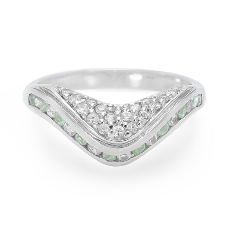 Anello in argento con Tormalina Paraíba e Zaffiro Bianco