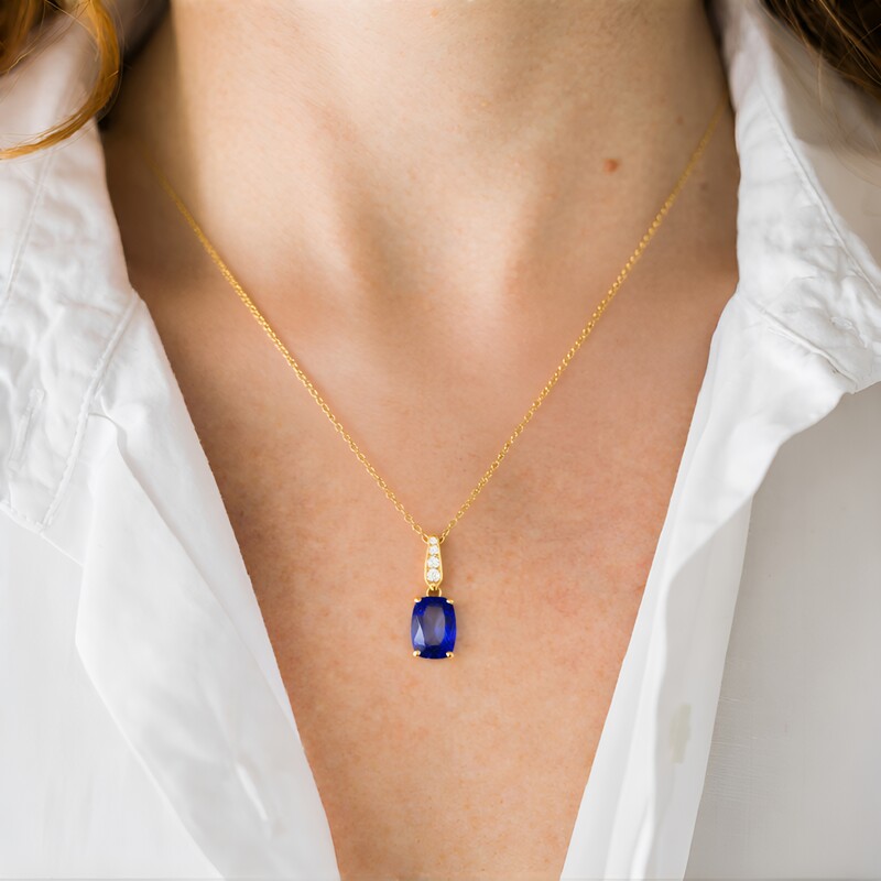 Tansanit-Goldhalskette