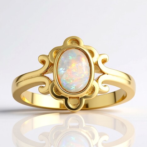 Bague en or et Opale de Coober Pedy