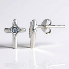 Boucles d'oreilles en argent et Topaze bleu ciel