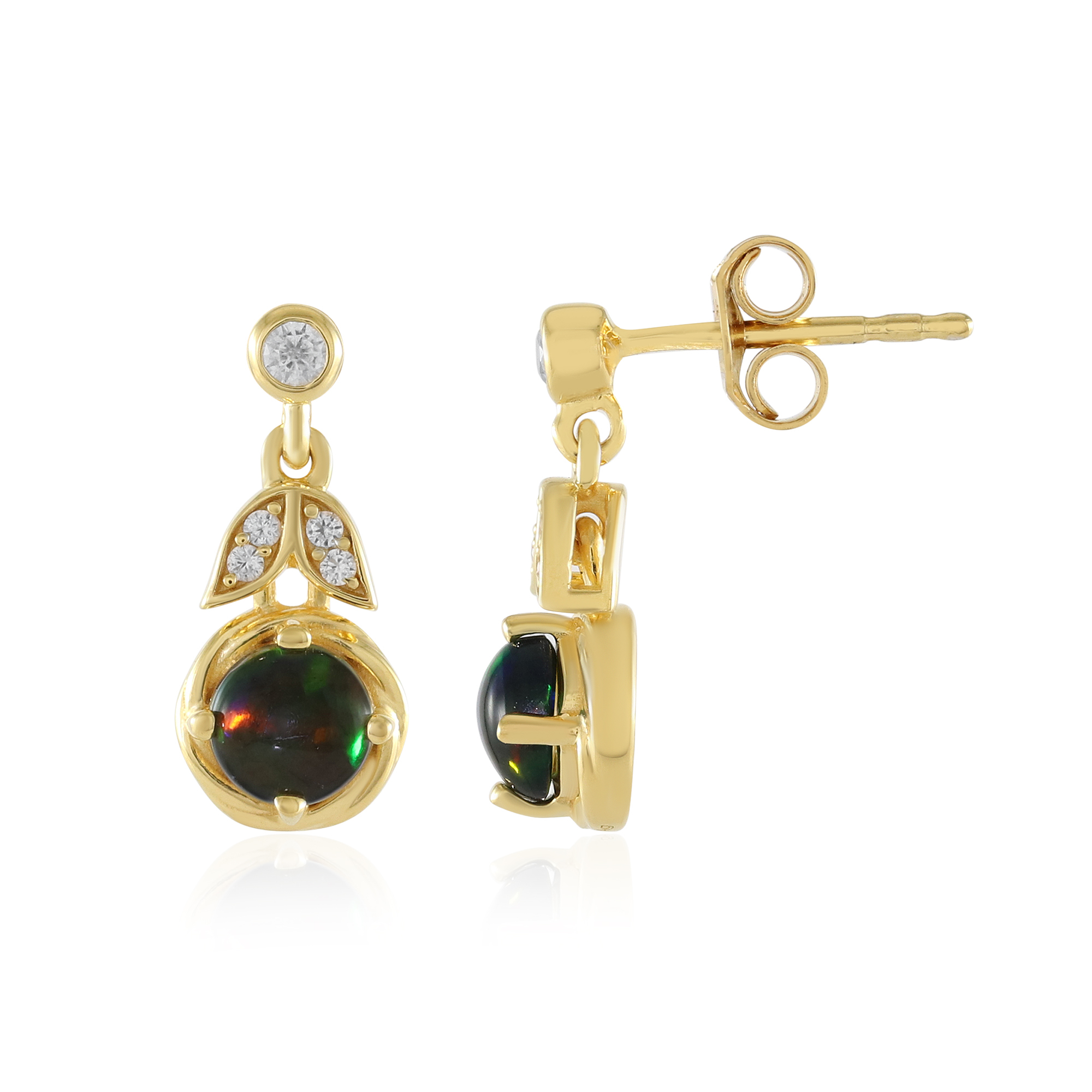 Yazilind Orecchini Fiore Con Opale Blu – Argento 925, Anallergici, Eleganti, Leggeri (1,2g)
