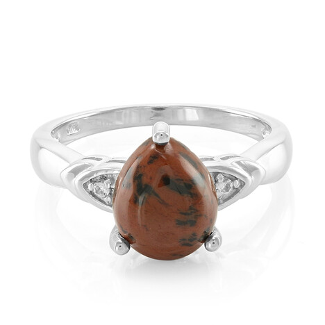 Bague en argent et Obsidienne acajou