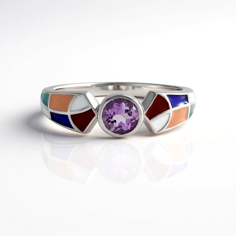 Anello in argento con Ametista Rose de France (SAELOCANA)