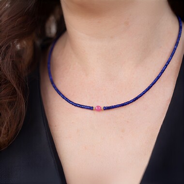 Collana in argento con Zaffiro Blu del Madagascar (Riya)