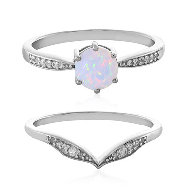 Set anelli in argento con Opale di Welo e Zircone
