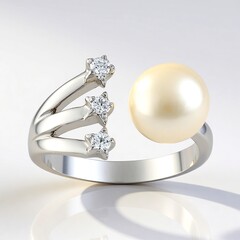 Anello in argento con Perla d'Acqua Dolce Bianca (TPC)