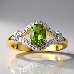 Anello in oro con Diopsido verde del Madagascar