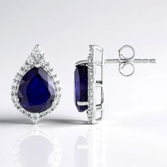 Orecchini in argento con Zaffiro Blu del Madagascar (de Melo Essence)