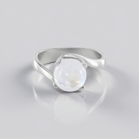 Anello in argento con Pietra di Luna Arcobaleno (KM by Juwelo)