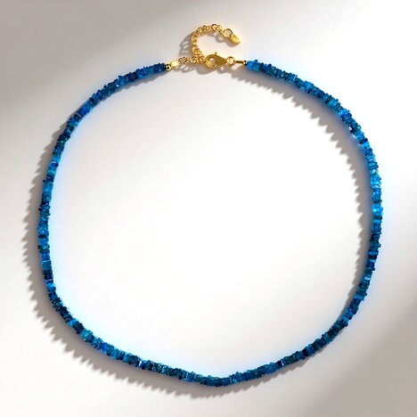 Collier en argent et Apatite bleu néon