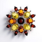 Spilla in argento con Ambra Baltica Cognac (dagen)