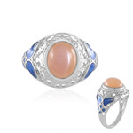 Anello in argento con Pietra di Luna Pesca (Adela Silber)