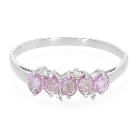 Nicht erhitzter Purpurfarbener Ceylon-Saphir-Silberring