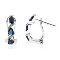 10K Ceylon Blue Sapphire Gold Earrings