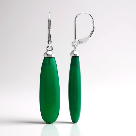 Boucles d'oreilles en argent et Agate verte