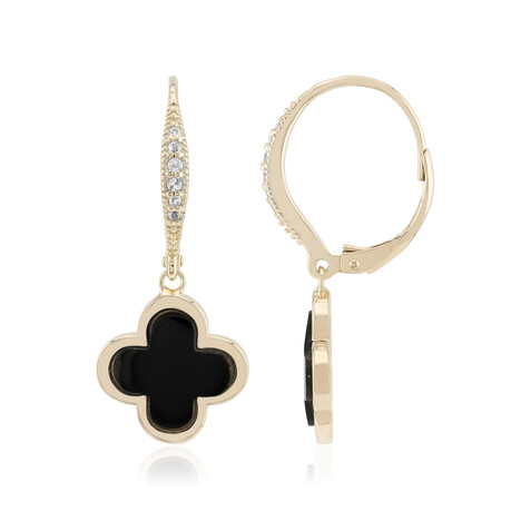 Black Onyx Silver Earrings