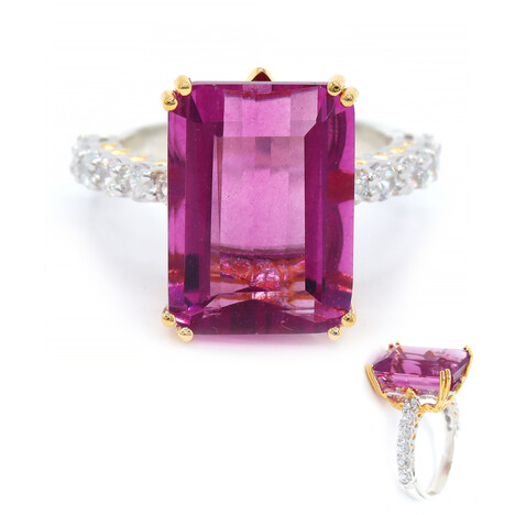 Pinkfarbener Fluorit-Silberring (Gems en Vogue)