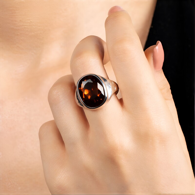 Zilveren ring met een vuur agaat