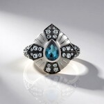 Anello in argento con Topazio Blu Londra (Adela Silber)