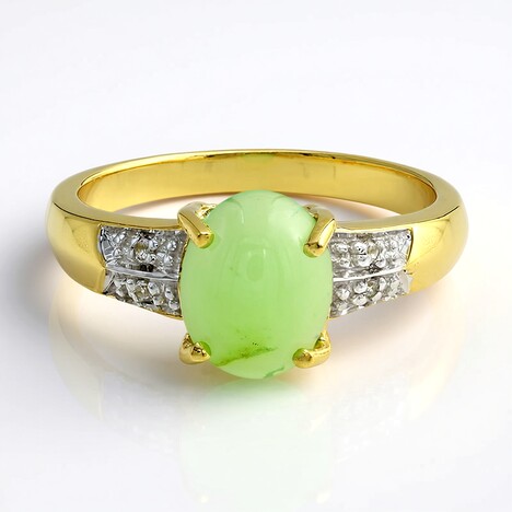 Anello placcato in oro con Crisoprasio Imperiale