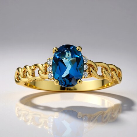 Anello in oro con Topazio Blu Londra