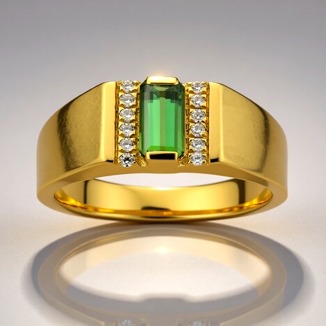 Anello in argento con Tormalina Verde di Benedito (Adela Silber)