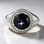 Bague en argent et Diopside étoilé d'Inde