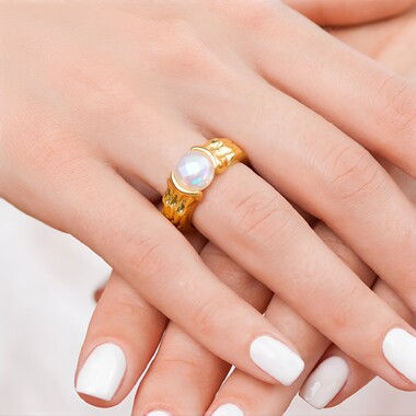 Bague en argent et Opale Welo