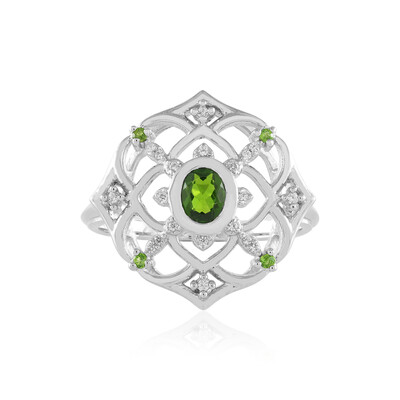 Bague en argent et Diopside de Russie