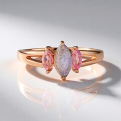 Anello in argento con Labradorite rosa Maniry
