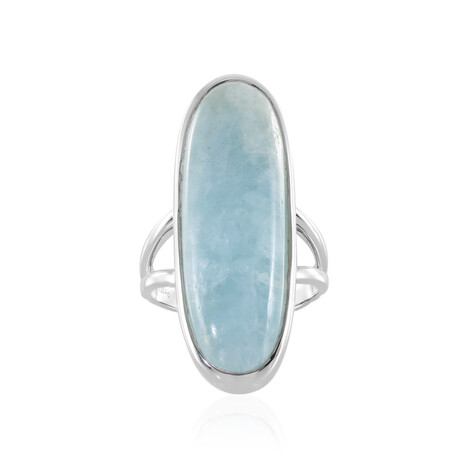 Zilveren ring met een aquamarijn