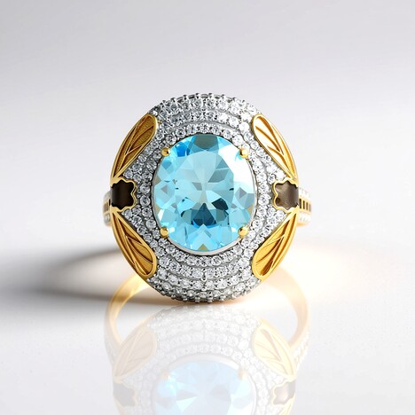 Anello in argento con Topazio Blu Cielo (Adela Silber)