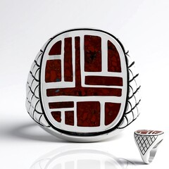 Anello in argento con Diaspro Rosso  (Jones Lee)